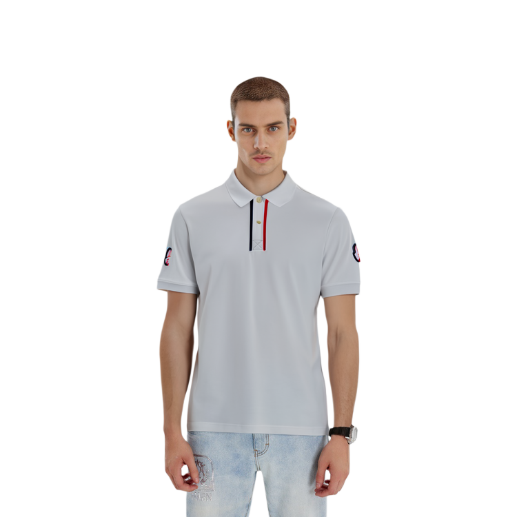 Moncler SS23  White Polo Shirt with Solid Color and Embroidered Logo. I10918A00003899UR002 圖 6