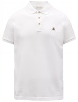 Moncler SS23 White Solid Logo Patch Short Sleeve Polo Shirt. I10918A0001984556001 Moncler SS23 White Solid Logo Patch Short Sleeve Polo Shirt. I10918A0001984556001