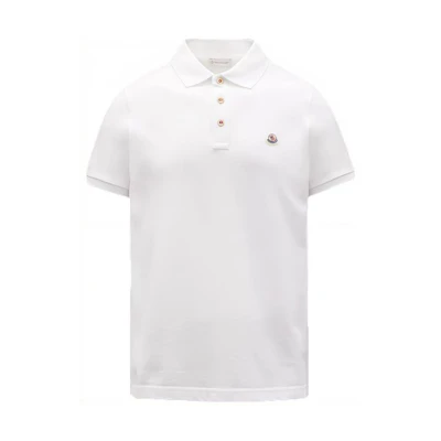 Moncler SS23 White Solid Logo Patch Short Sleeve Polo Shirt. I10918A0001984556001
