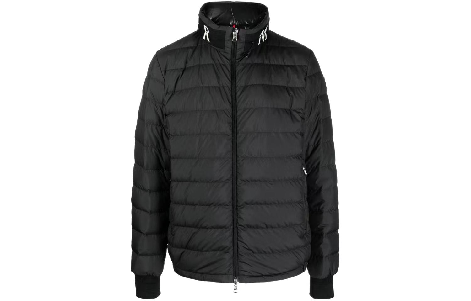 Moncler SS23 Akio Letter Print Stand Collar Down Jacket  Black I10911A0000454A81999