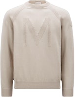 Moncler SS23 Beige Knit Crewneck Sweater with Letter Design. I10919C00016M150921L Moncler SS23 Beige Knit Crewneck Sweater with Letter Design. I10919C00016M150921L