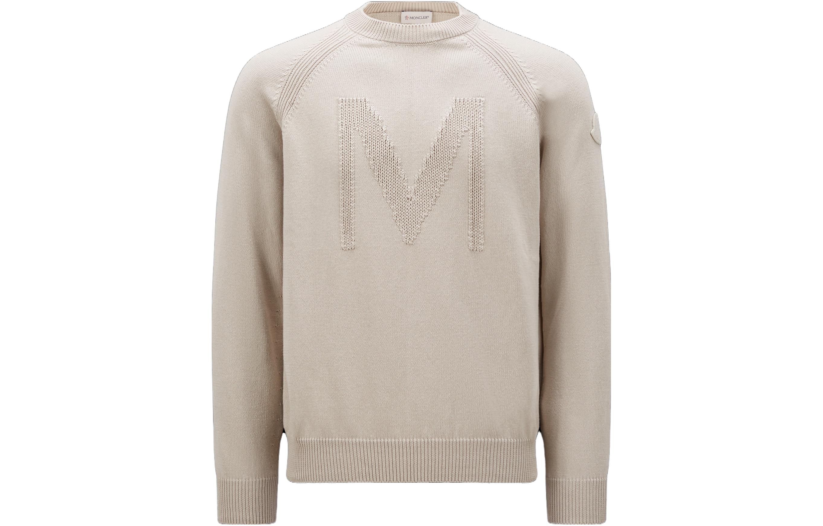 Order モンクレール SS23 ベージュ レターデザイン ニットクルーネックセーター I10919C00016M150921L