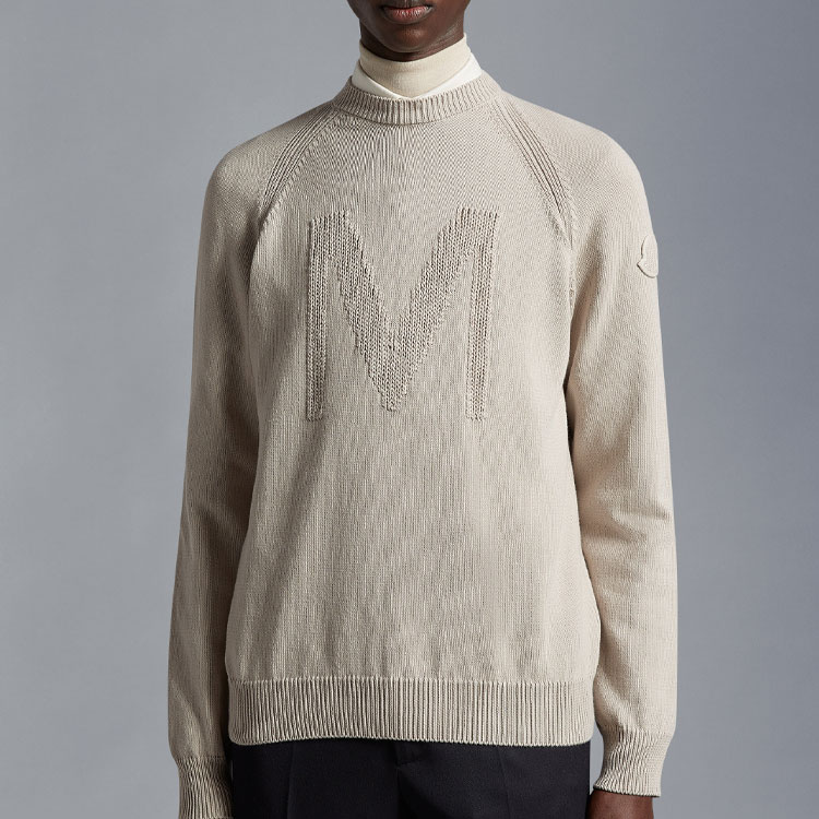 Lookbook モンクレール SS23 ベージュ レターデザイン ニットクルーネックセーター I10919C00016M150921L