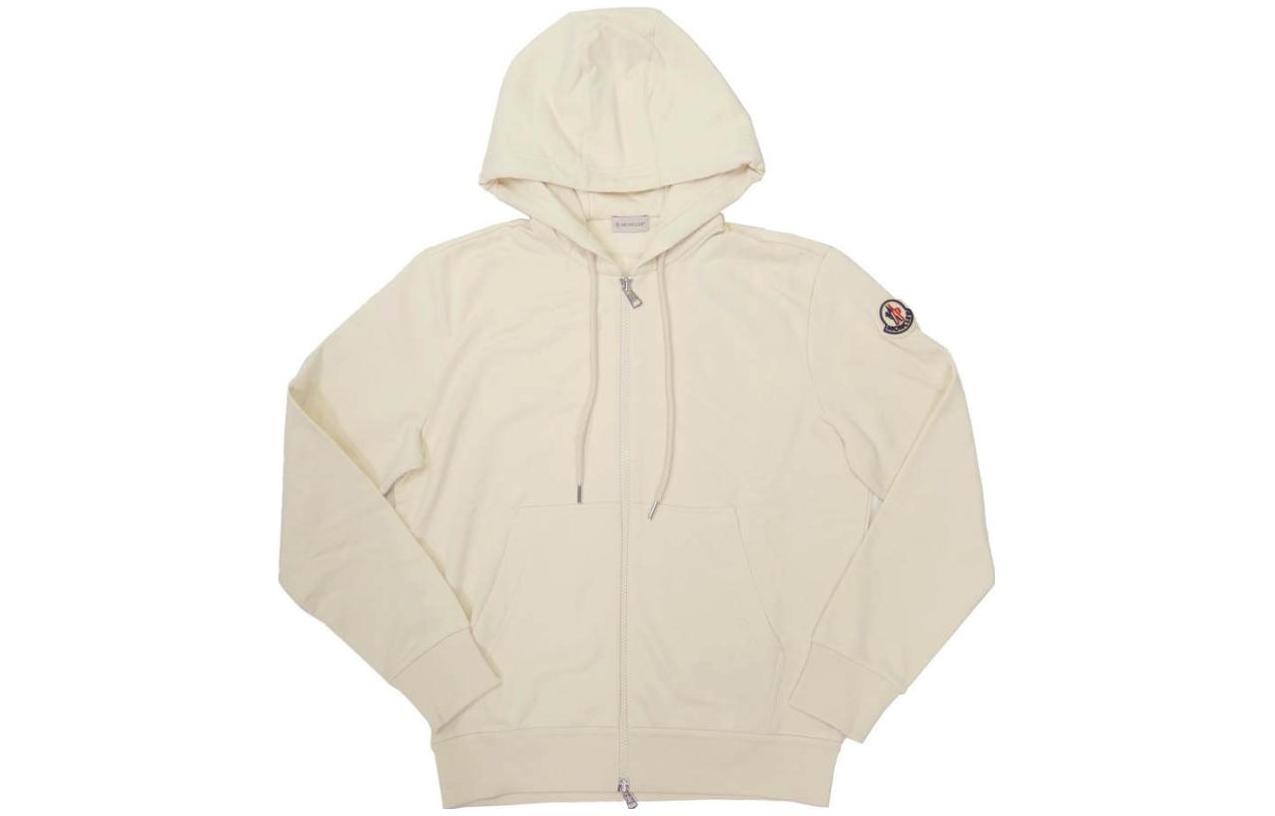 Moncler SS23 Beige Logo Hoodie with Right-Side Branding 8G00033-899FL-002
