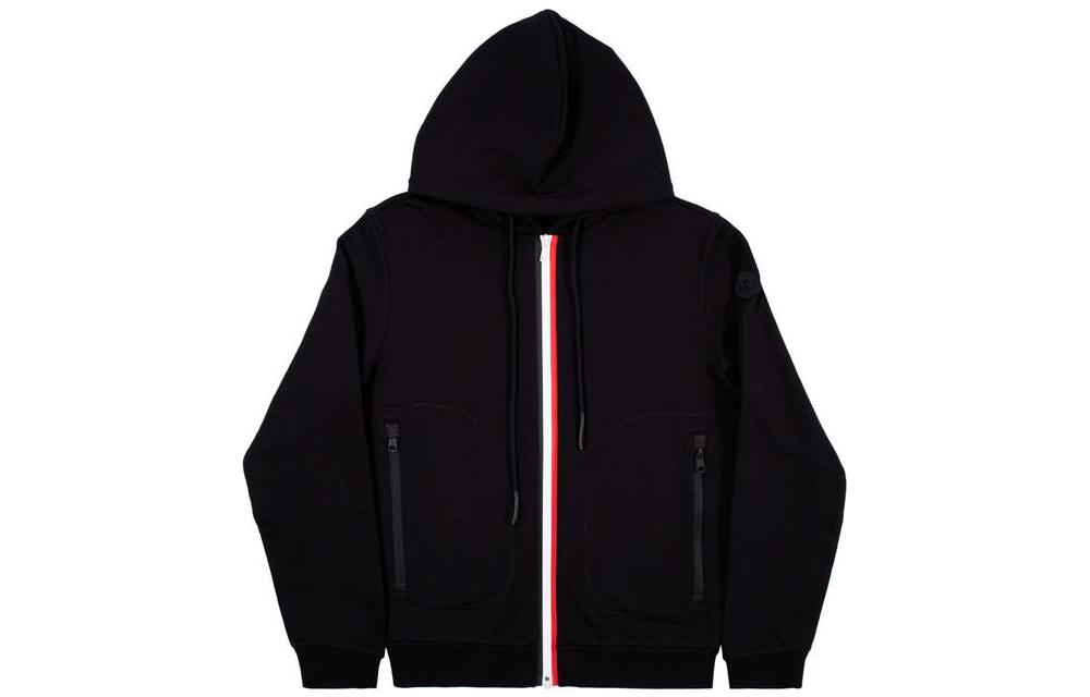 Moncler SS23 Black Cotton Zip-Up Hoodie Sweatshirt 8G75000V8148999