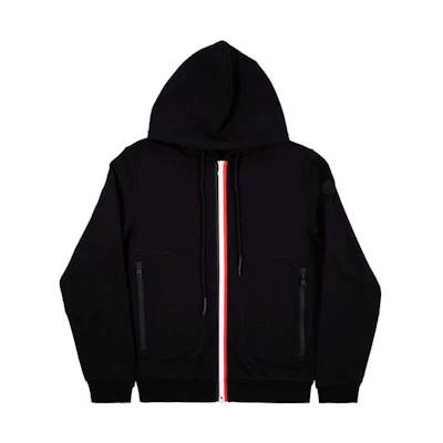 Moncler SS23 Black Cotton Zip-Up Hoodie Sweatshirt 8G75000V8148999