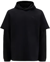 Moncler SS23 Black Double-Layered Hoodie with Logo Patch Long Sleeve I10918G00014899WL999 Moncler SS23 Black Double-Layered Hoodie with Logo Patch Long Sleeve I10918G00014899WL999