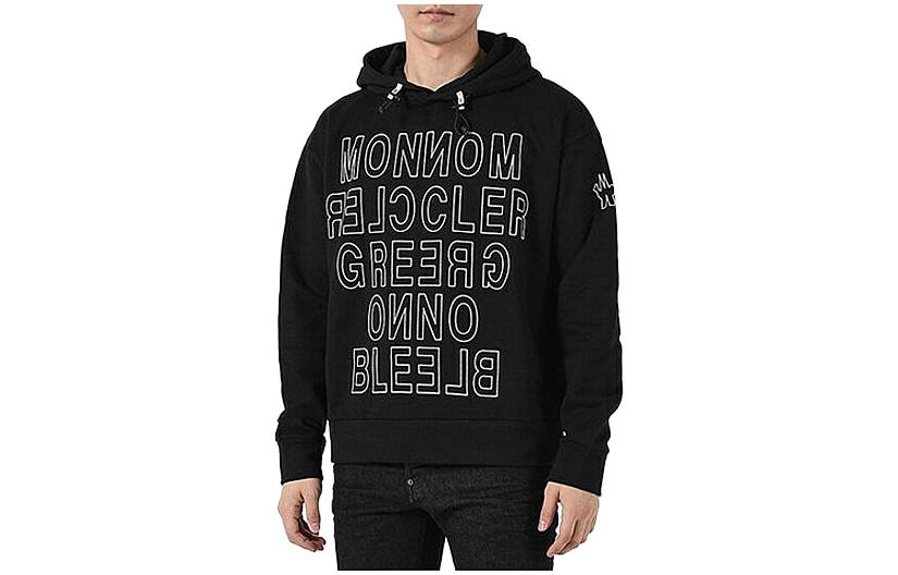 Moncler SS23 Black Hoodie with Letter Print 8G71610-899AN-999