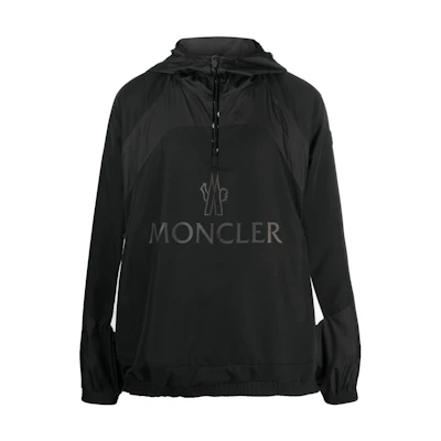Moncler SS23 Black Pullover Hoodie Jacket with Letter Print for Men I10911A00112596P7999