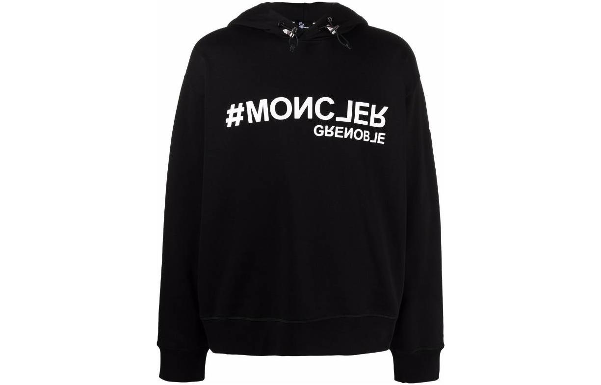 Moncler SS23 Black Pullover Hoodie with Long Sleeves 8G000118098U999