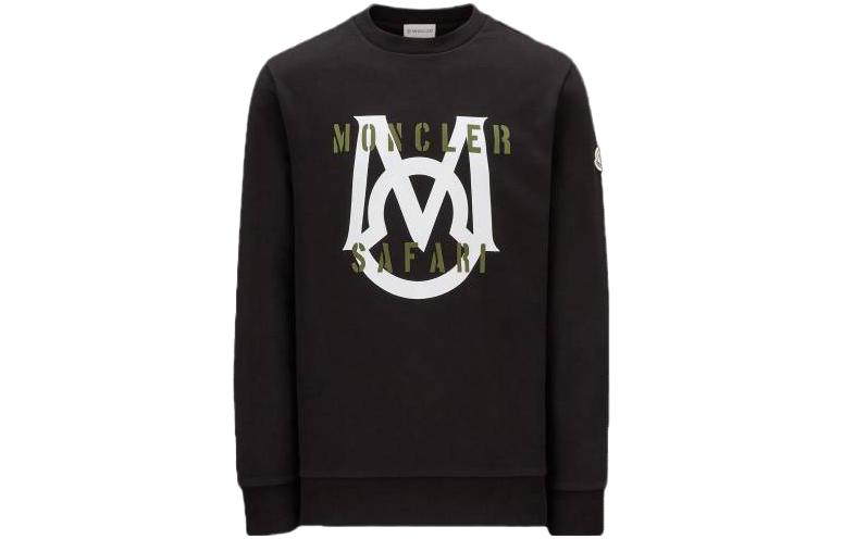 Moncler SS23 Black Pullover Sweatshirt with Letter Print Design I10918G00035899WC999
