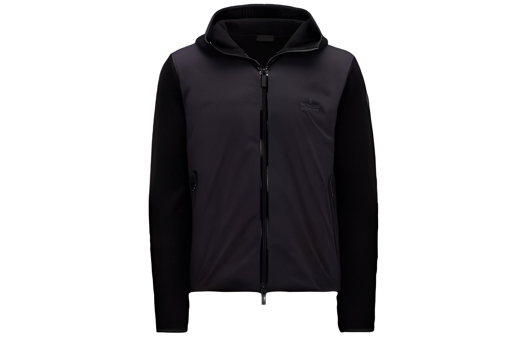 Moncler SS23 Black Solid Knit Long-Sleeve Hooded Jacket I10919B00008M1367999