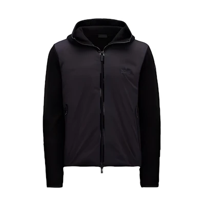 Moncler SS23 Black Solid Knit Long-Sleeve Hooded Jacket I10919B00008M1367999