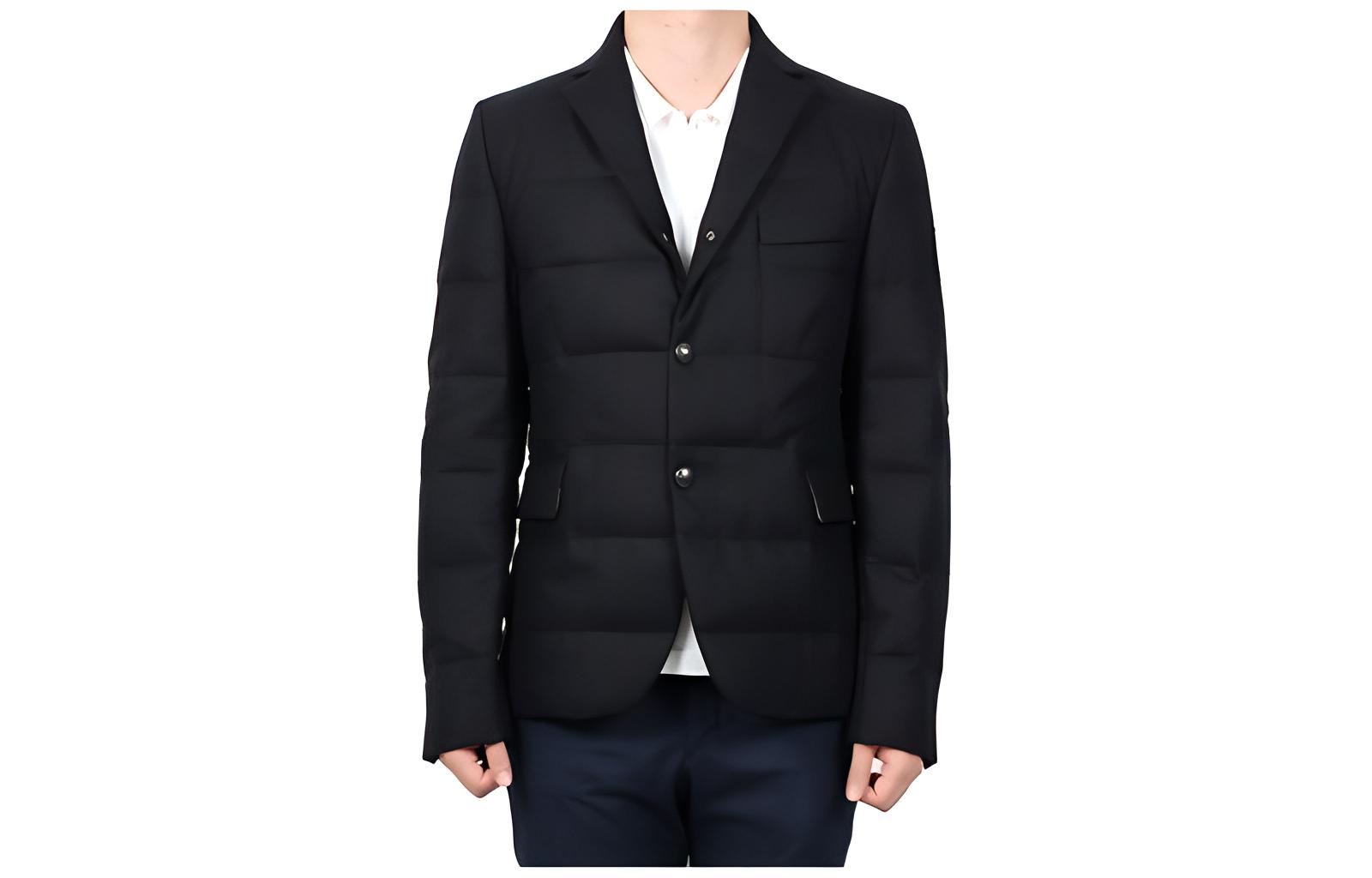 Moncler SS23 Black Solid Padded Shoulder Blazer Long Sleeve Jacket 3000003-10096-999