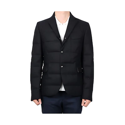 Moncler SS23 Black Solid Padded Shoulder Blazer Long Sleeve Jacket 3000003-10096-999