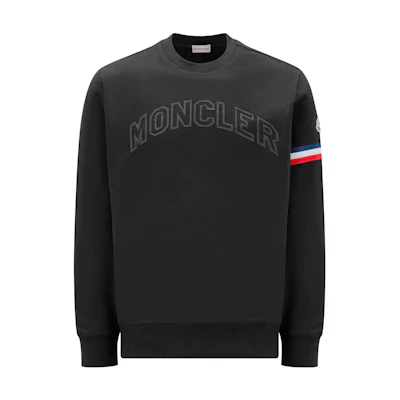 Moncler SS23 Black Striped Logo Patch Sweatshirt I10918G00005899WC999