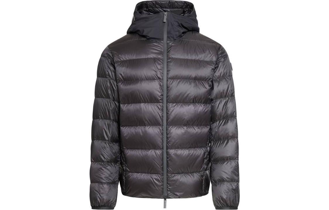 Moncler SS23 Black Zip-Up Hoodie Puffer Jacket with Letter Print for Men 1A0009253279999