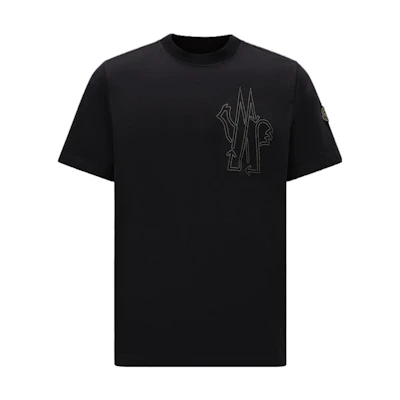 Moncler SS23 Born to Protect Logo Embroidered Black Crewneck T-Shirt Men. I10918C00039899YU999