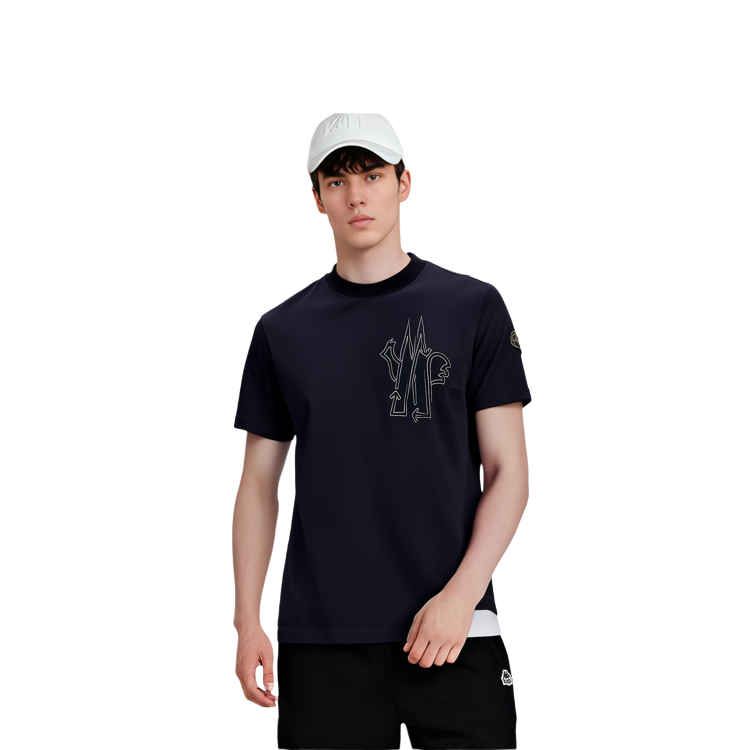 Cheap Moncler SS23 Born to Protect Logo Baju Hitam Leher Bulat Lelaki. I10918C00039899YU999