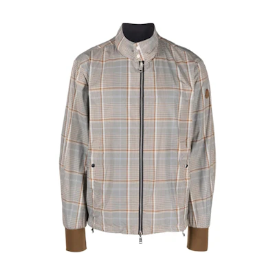 Moncler SS23 Brown Plaid Stand Collar Dual-Zip Jacket HMVO001S23JER0011025-yc