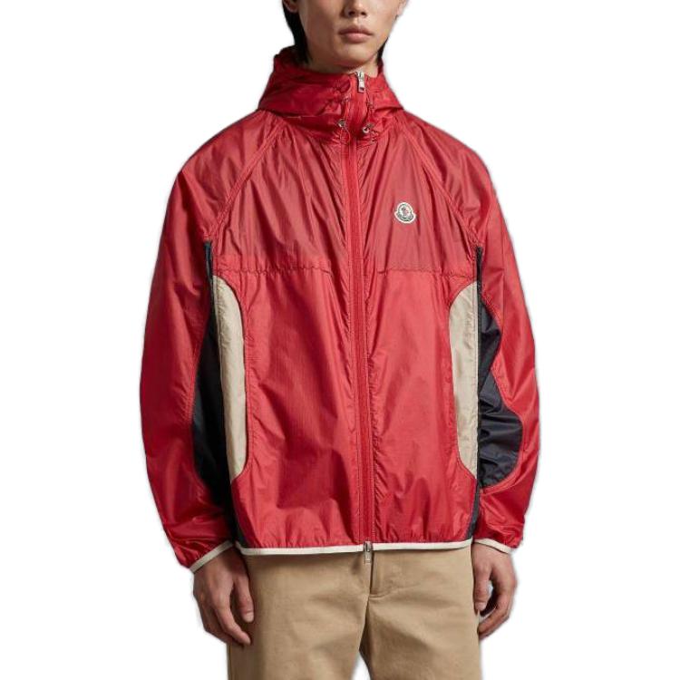 Shop Moncler SS23 Color-Block Zip-Up Hoodie Jacket Red . I10911A0014968953P47