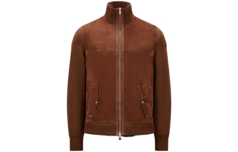 Moncler SS23 Colorblock High-Neck Long-Sleeve Jacket Brown Men I10919B00015M1509278