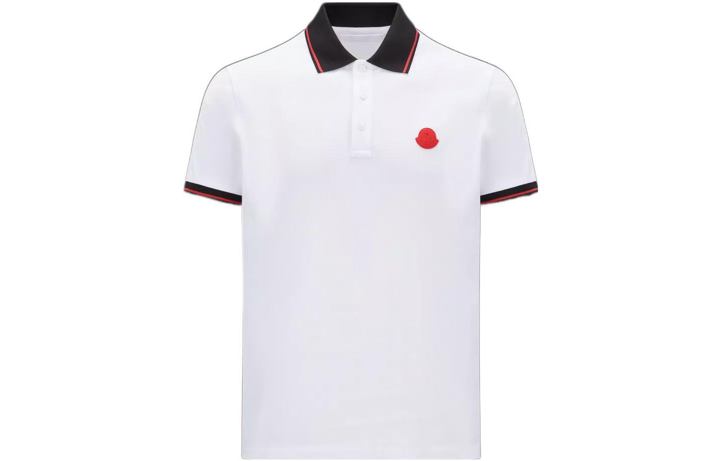 Order Moncler SS23 Polo Manga Corta Hombre Blanco con Logo y Bloques de Color I10918A0001284454001