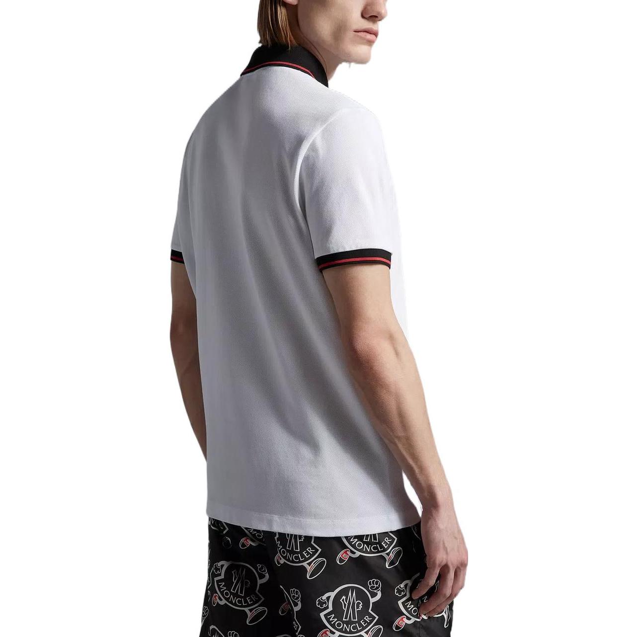 Shop Moncler SS23 Polo Manga Corta Hombre Blanco con Logo y Bloques de Color I10918A0001284454001