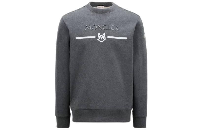 Moncler SS23 Embroidered Logo Crewneck Sweatshirt Gray I10918G00004899WC990