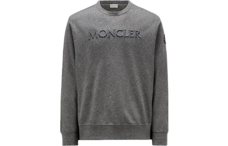 Moncler SS23 Embroidered Logo Wool-Blend Sweatshirt Men’s Grey Long Sleeve I20918G0003089A7F987