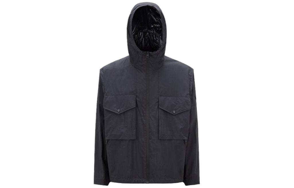 Moncler SS23 Full-Zip Solid Color Hooded Jacket Black () I10911A00146596JW999