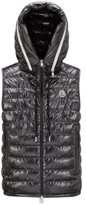 Moncler SS23 Glossy Logo Patch Hooded Zip Vest Black Mens. I10911A00059596J9-999 Buy Moncler SS23 Glossy Logo Patch Hooded Zip Vest Black Mens. I10911A00059596J9-999