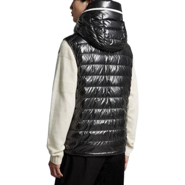 Purchase Moncler SS23 光面標誌連帽拉鍊背心 黑色 男款 I10911A00059596J9-999