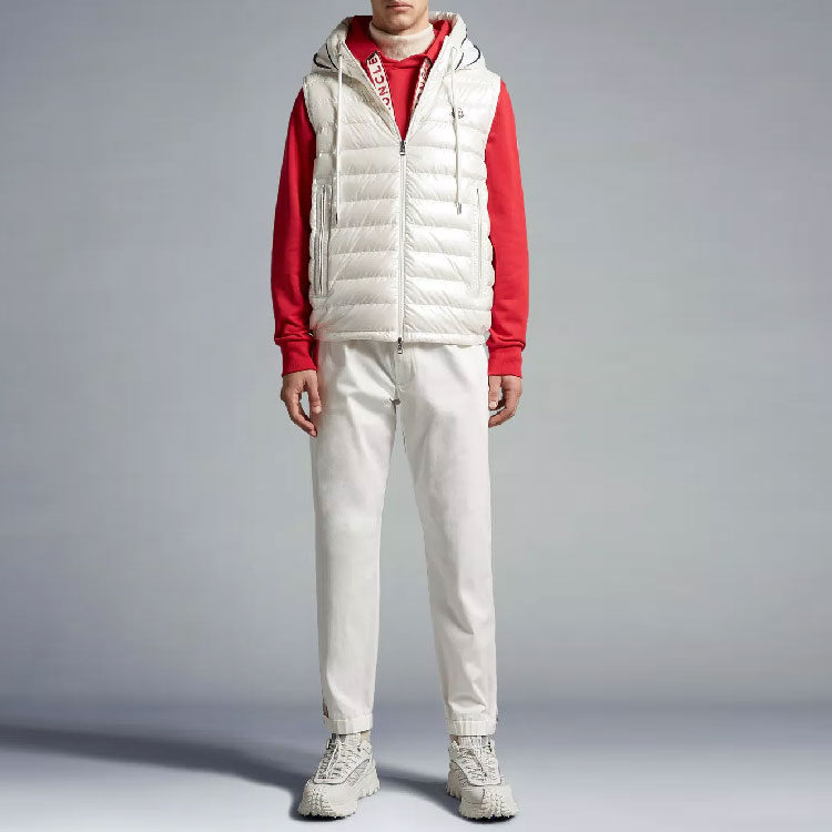 Purchase Moncler SS23 男士光面连帽拉链马甲白色徽标款式. I10911A00059596J9001