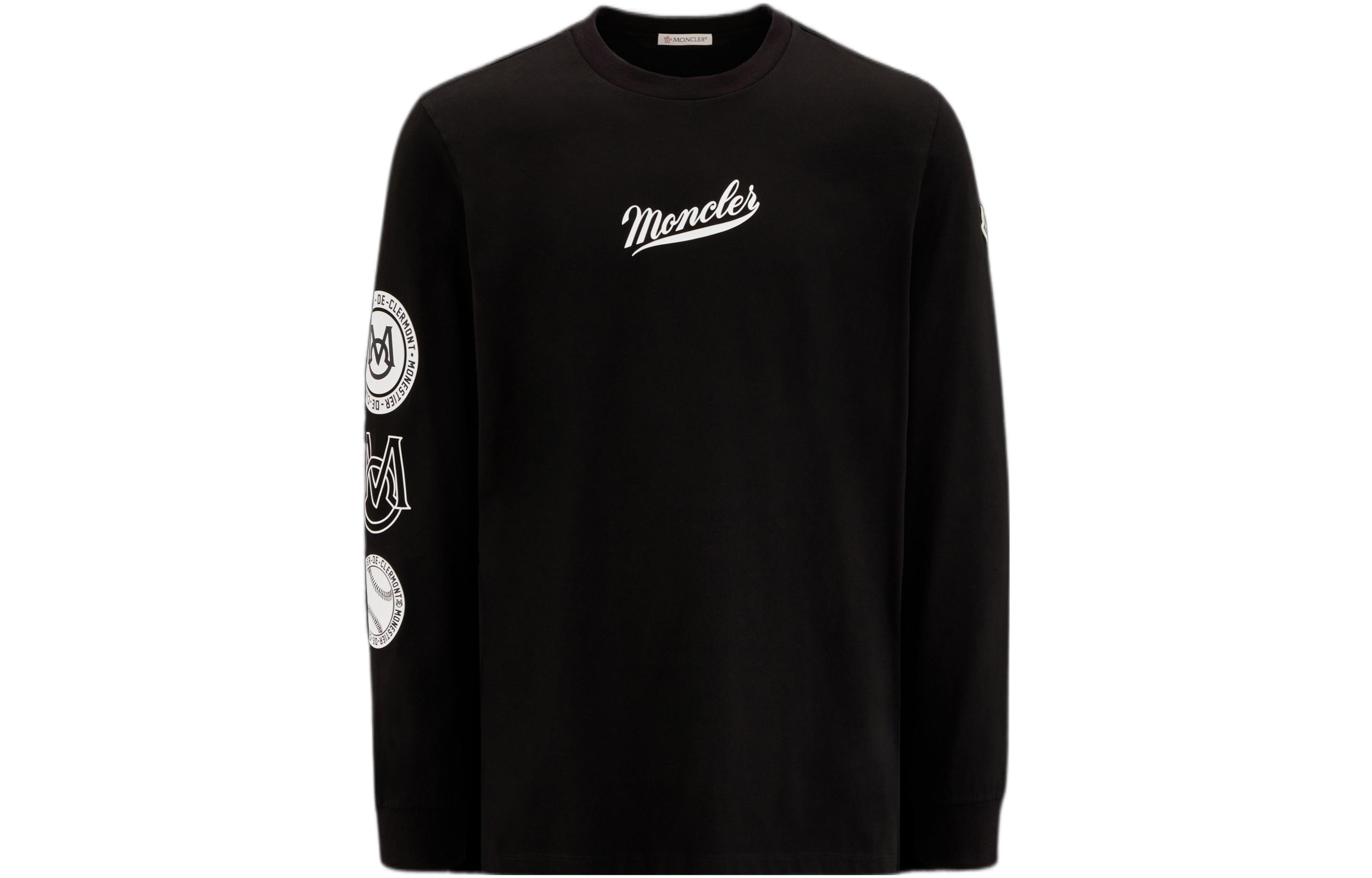 Moncler SS23 Graphic Print Crewneck Long Sleeve T-Shirt  Black I10918D000018390T999