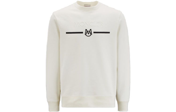 Moncler SS23 Logo Embroidered Crewneck Long Sleeve Sweatshirt White () I10918G00004899WC032