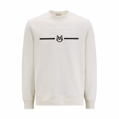 Moncler SS23 Logo Embroidered Crewneck Long Sleeve Sweatshirt White () I10918G00004899WC032
