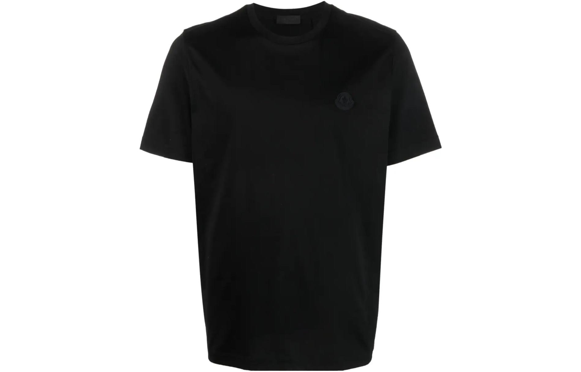 Moncler SS23 Logo Patch Crew Neck Short Sleeve T-Shirt Black I10918C000558390Y999
