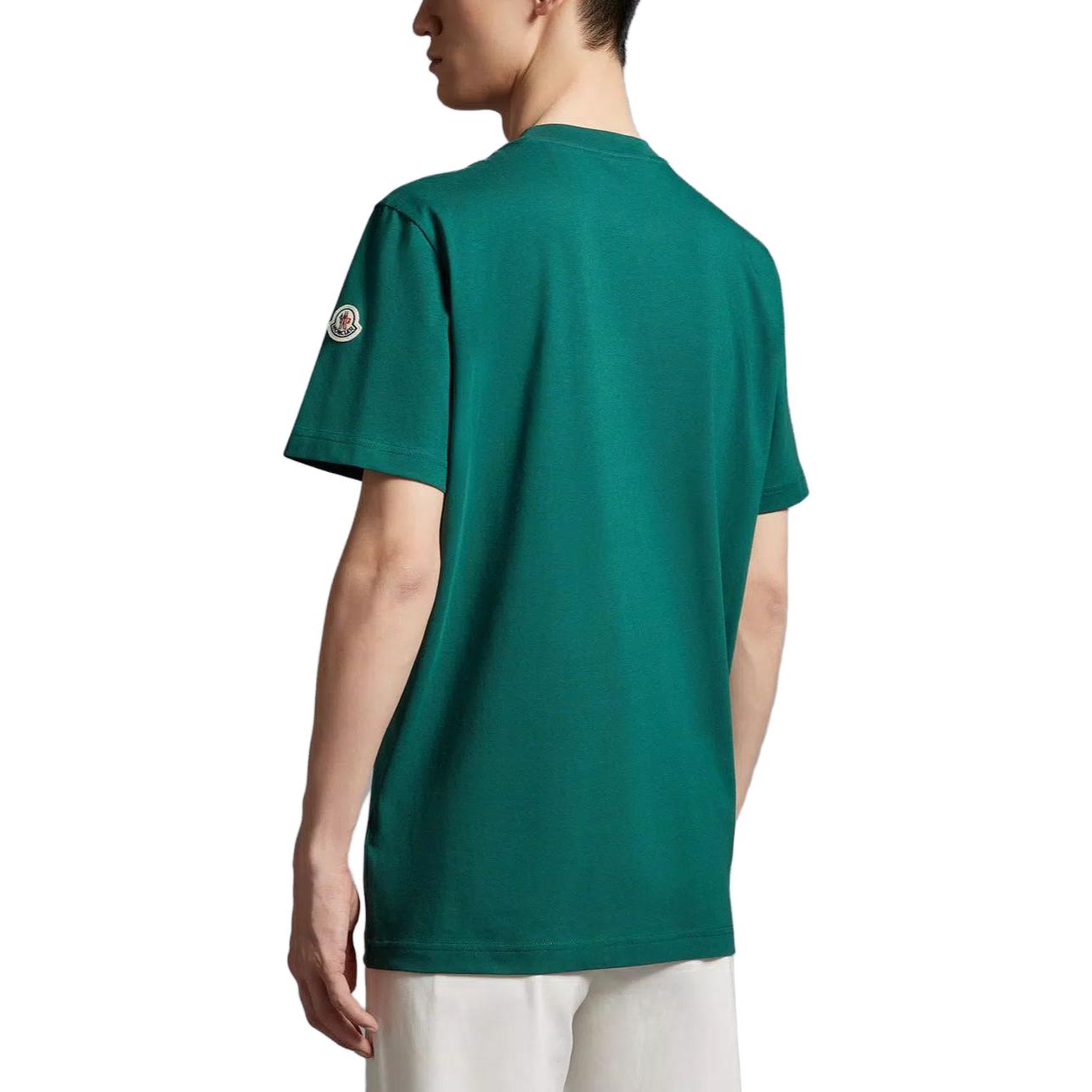 Shop 몽클레르 SS23 로고 프린트 크루넥 반팔 티셔츠 올리브 그린 I20918C000048390T875