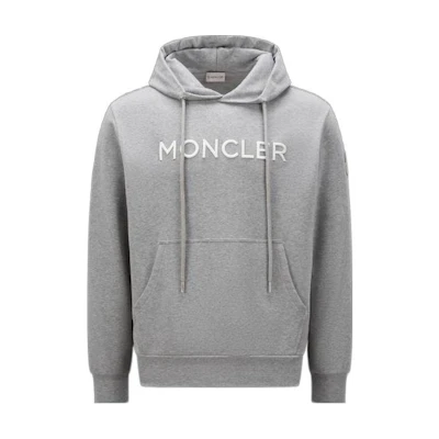 Moncler SS23 Logo Print Drawstring Hoodie Grey. I10918G00024899WI984