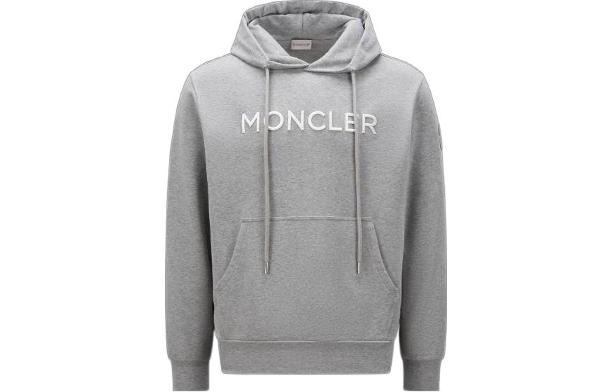 Order Moncler SS23 Logo Print Drawstring Hoodie  Grey. I10918G00024899WI984