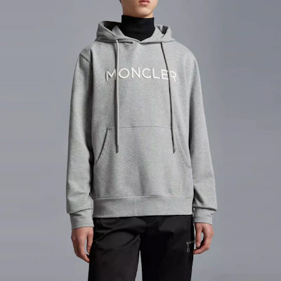 Moncler SS23 Logo Print Drawstring Hoodie Grey. I10918G00024899WI984 Shop Moncler SS23 Logo Print Drawstring Hoodie Grey. I10918G00024899WI984