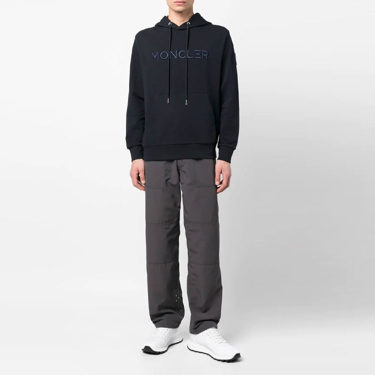 Moncler SS23 Logo Print Drawstring Hoodie Navy Blue (). I10918G00024899WI778 圖 3