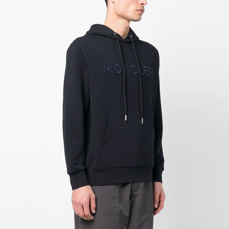 Moncler SS23 Logo Print Drawstring Hoodie Navy Blue (). I10918G00024899WI778 圖 5
