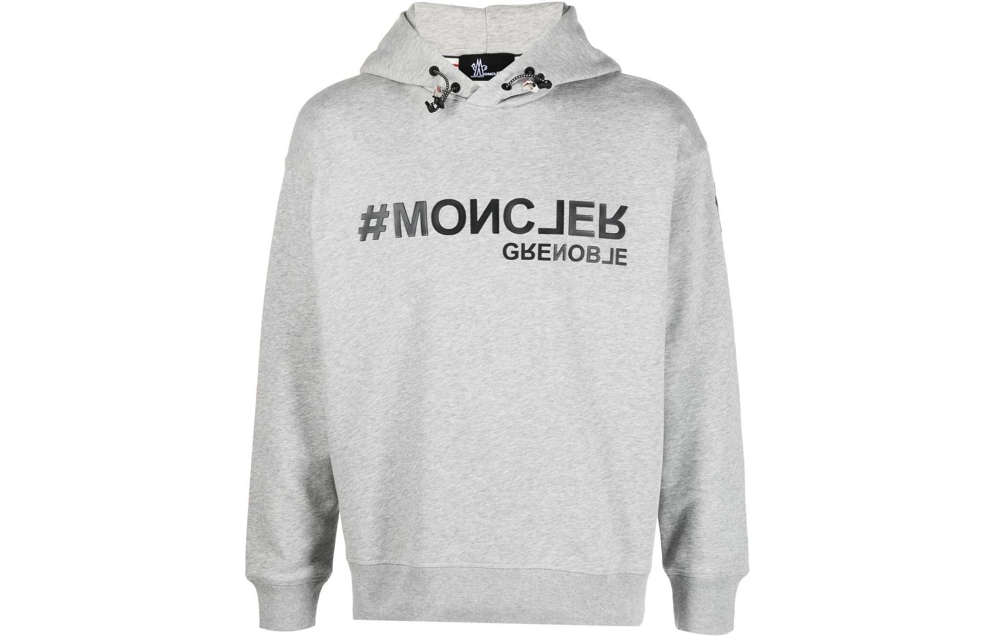 Moncler SS23 Logo Print Hoodie Gray Pullover I10978G000118098U91G