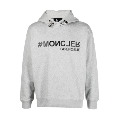 Moncler SS23 Logo Print Hoodie Gray Pullover I10978G000118098U91G