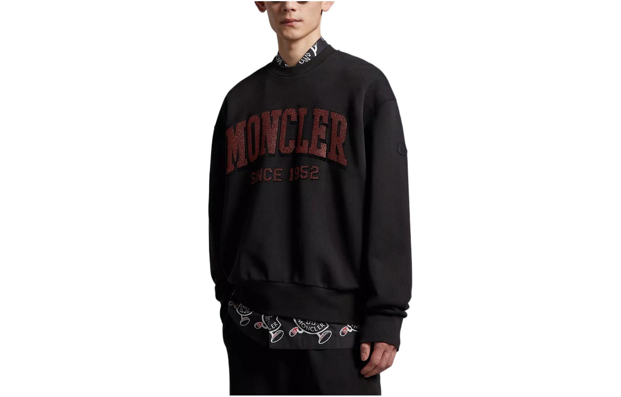 Moncler SS23 Logo Print Pullover Long Sleeve Sweatshirt Black (Men’s) I10918G00019M2642999
