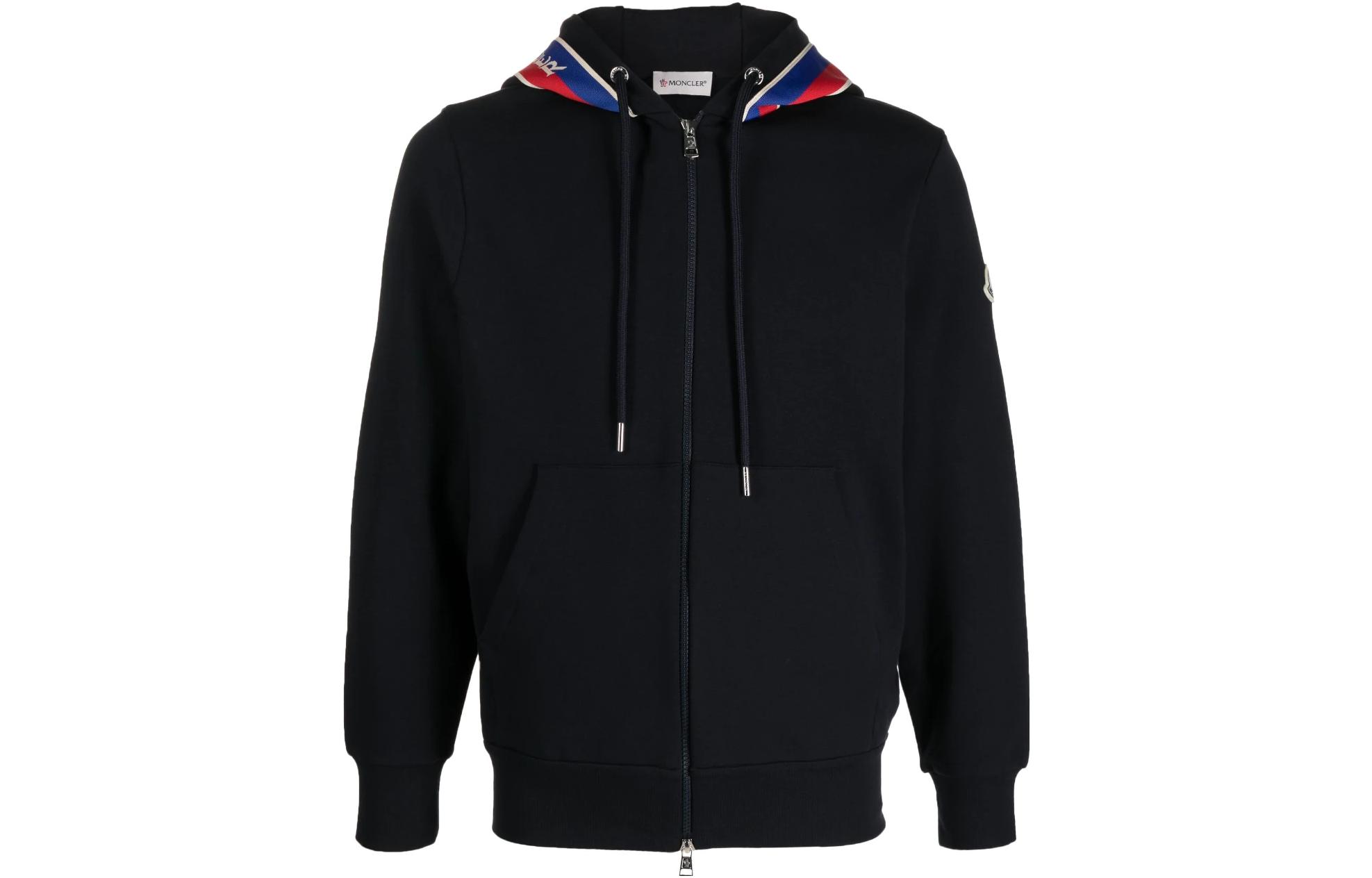 Moncler SS23 Logo Stripe Zip Hoodie Jacket Men’s Prussian Blue. I10918G00054899YE