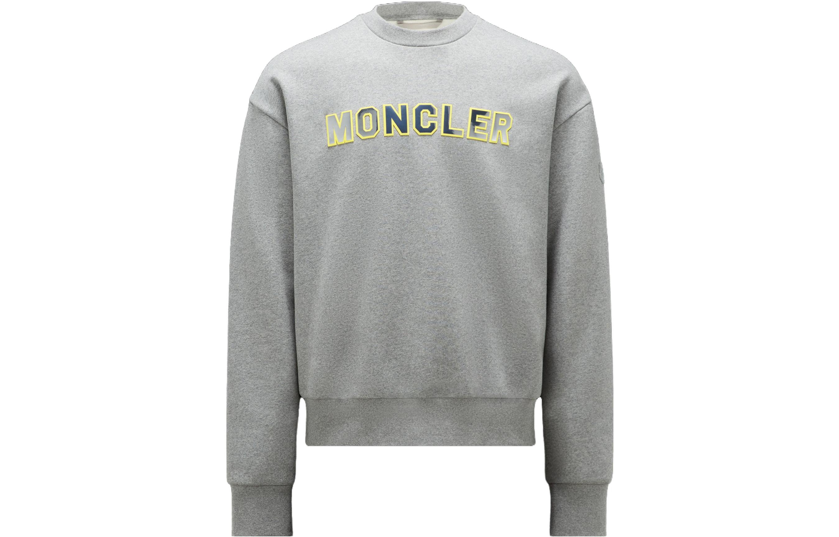 Moncler SS23 Logo Sweatshirt Grey Crewneck Pullover for Men I20918G00012809KX984