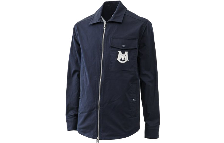 Shop Moncler SS23 Lunar New Year  Logo Zip-Up Collar Jacket - Navy Blue I10912F0000157448781